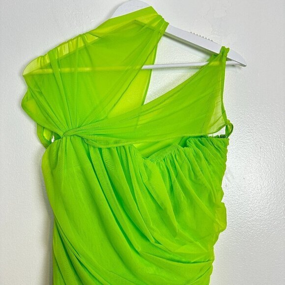 HOUSE OF CB Adrie Cutout Gathered Minidress in Neon Green Size Large - Picture 6 of 15